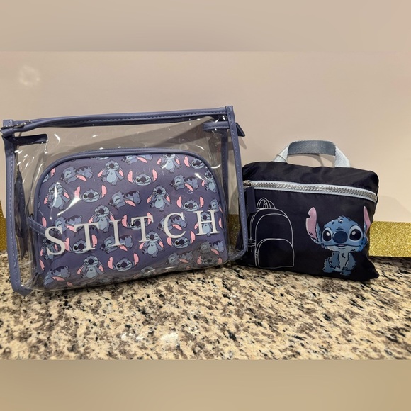 Primark Stitch Cosmetic & Packable Backpack Bag Set NWT - Picture 1 of 7